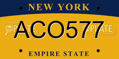 ACO577 New York License Plate