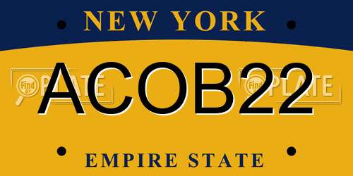 ACOB22 New York License Plate