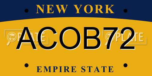 ACOB72 New York License Plate