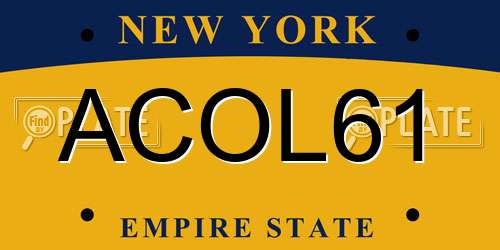 ACOL61 New York License Plate