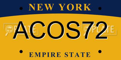 ACOS72 New York License Plate