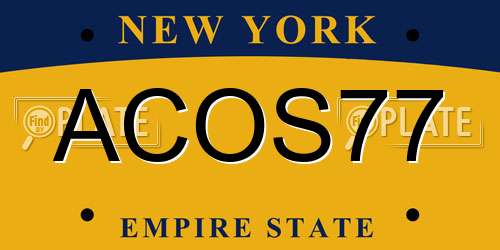ACOS77 New York License Plate