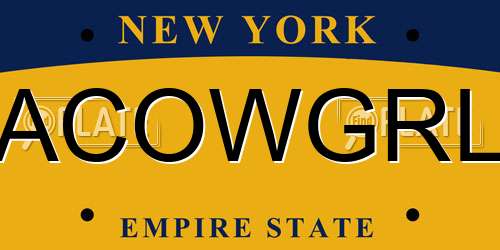 ACOWGRL New York License Plate