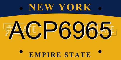 ACP6965 New York License Plate
