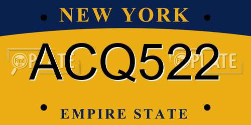 ACQ522 New York License Plate