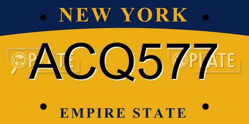 ACQ577 New York License Plate