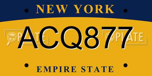 ACQ877 New York License Plate