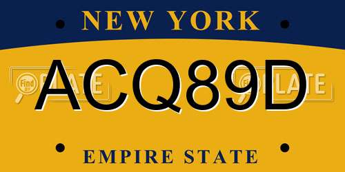 ACQ89D New York License Plate