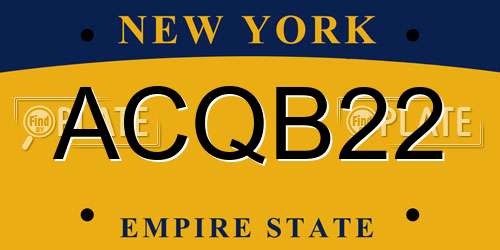 ACQB22 New York License Plate