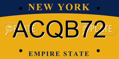 ACQB72 New York License Plate