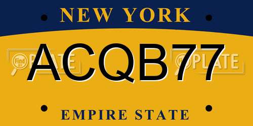 ACQB77 New York License Plate