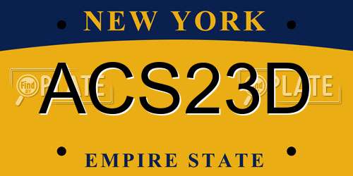 ACS23D New York License Plate