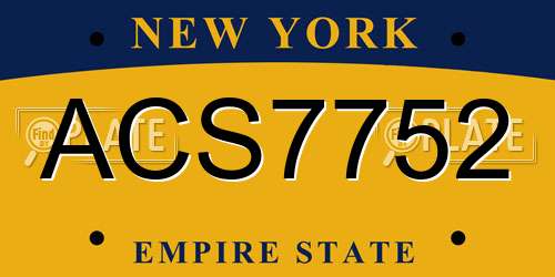 ACS7752 New York License Plate