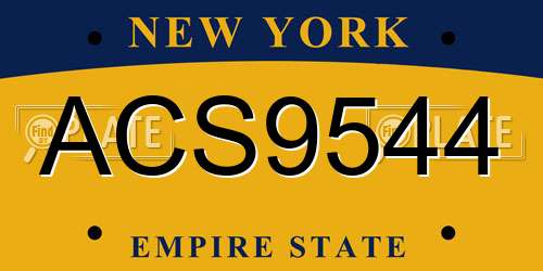 ACS9544 New York License Plate