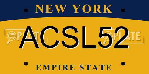ACSL52 New York License Plate