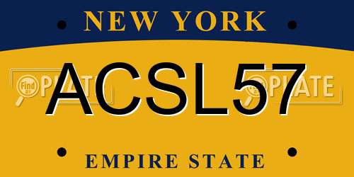 ACSL57 New York License Plate