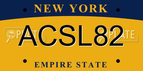 ACSL82 New York License Plate