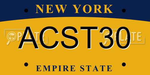 ACST30 New York License Plate