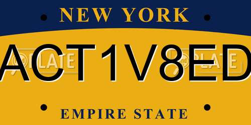 ACT1V8ED New York License Plate