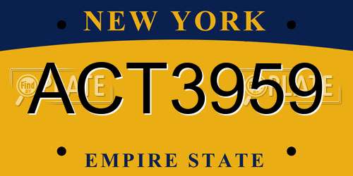 ACT3959 New York License Plate