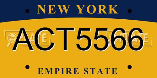 ACT5566 New York License Plate