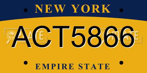 ACT5866 New York License Plate