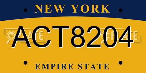 ACT8204 New York License Plate