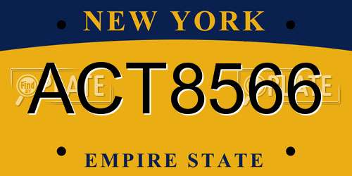 ACT8566 New York License Plate