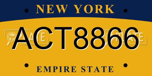 ACT8866 New York License Plate
