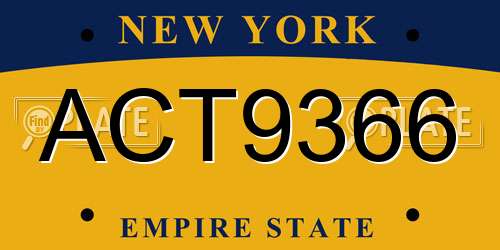 ACT9366 New York License Plate
