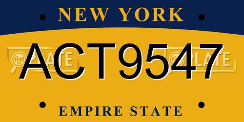 ACT9547 New York License Plate