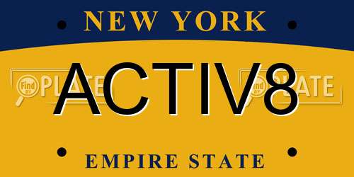 ACTIV8 New York License Plate