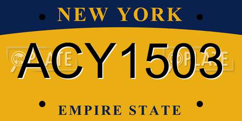 ACY1503 New York License Plate