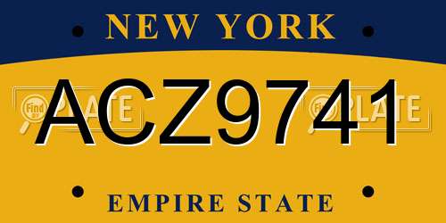 ACZ9741 New York License Plate