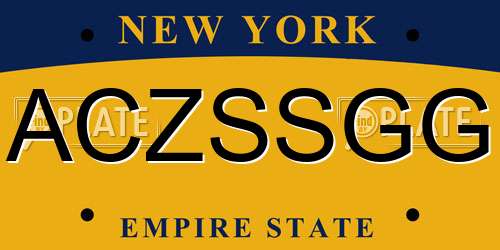 ACZSSGG New York License Plate