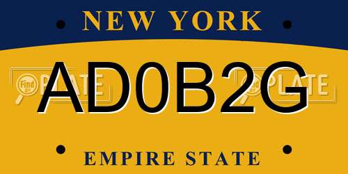 AD0B2G New York License Plate