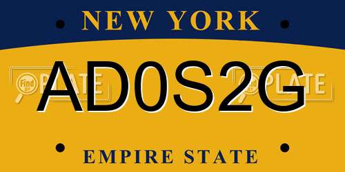 AD0S2G New York License Plate