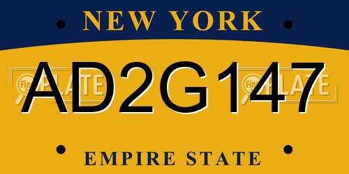 AD2G147 New York License Plate