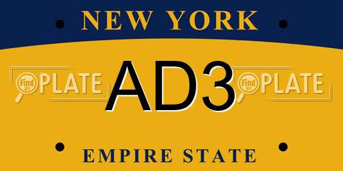 AD3 New York License Plate