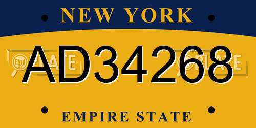 AD34268 New York License Plate