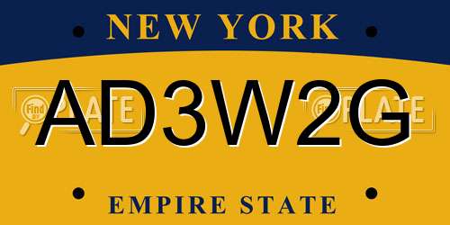 AD3W2G New York License Plate