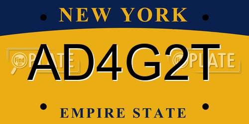 AD4G2T New York License Plate