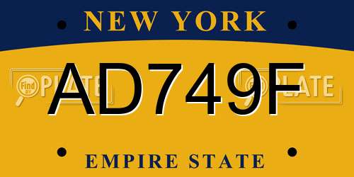 AD749F New York License Plate