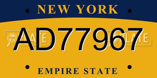AD77967 New York License Plate