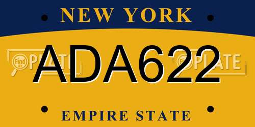 ADA622 New York License Plate