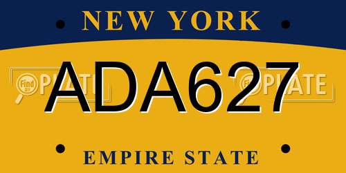 ADA627 New York License Plate