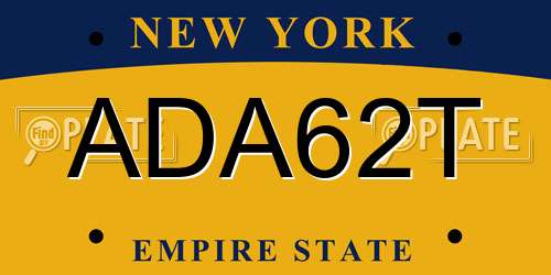 ADA62T New York License Plate