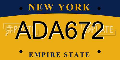 ADA672 New York License Plate
