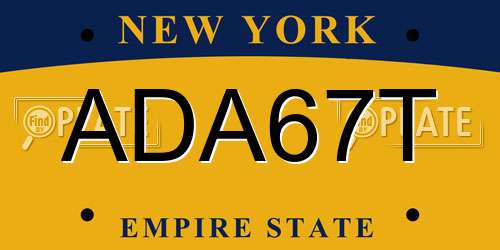 ADA67T New York License Plate