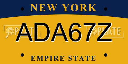 ADA67Z New York License Plate